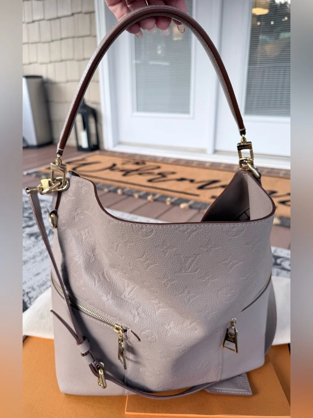 Louis Vuitton Melie Hobo Galet Monogram Empreinte Leather Shoulder Crossbody